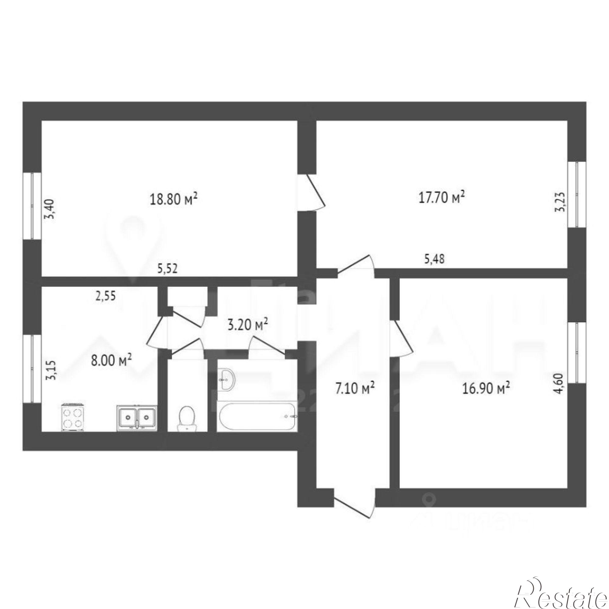 Купить квартиру за 7 800 000 рублей на 2-я Рабочая улица, 7Б