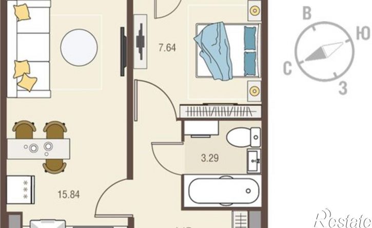 1-комн квартира в новом доме улица Энгельса, 115