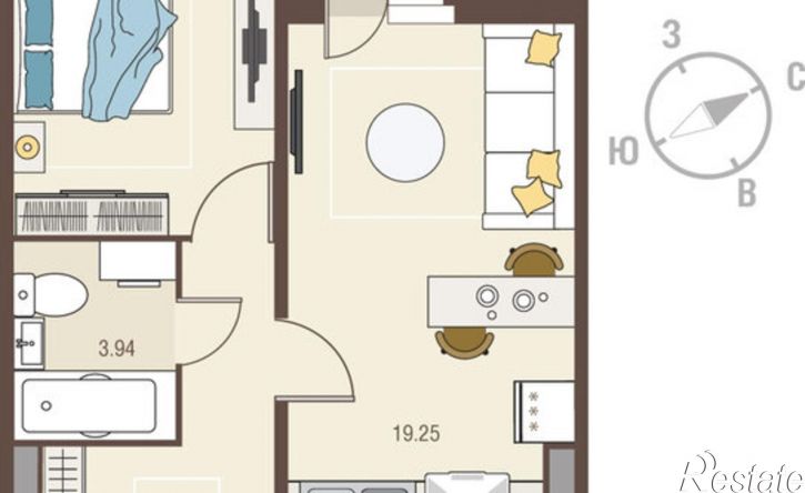 1-комн квартира в новом доме улица Энгельса, 115