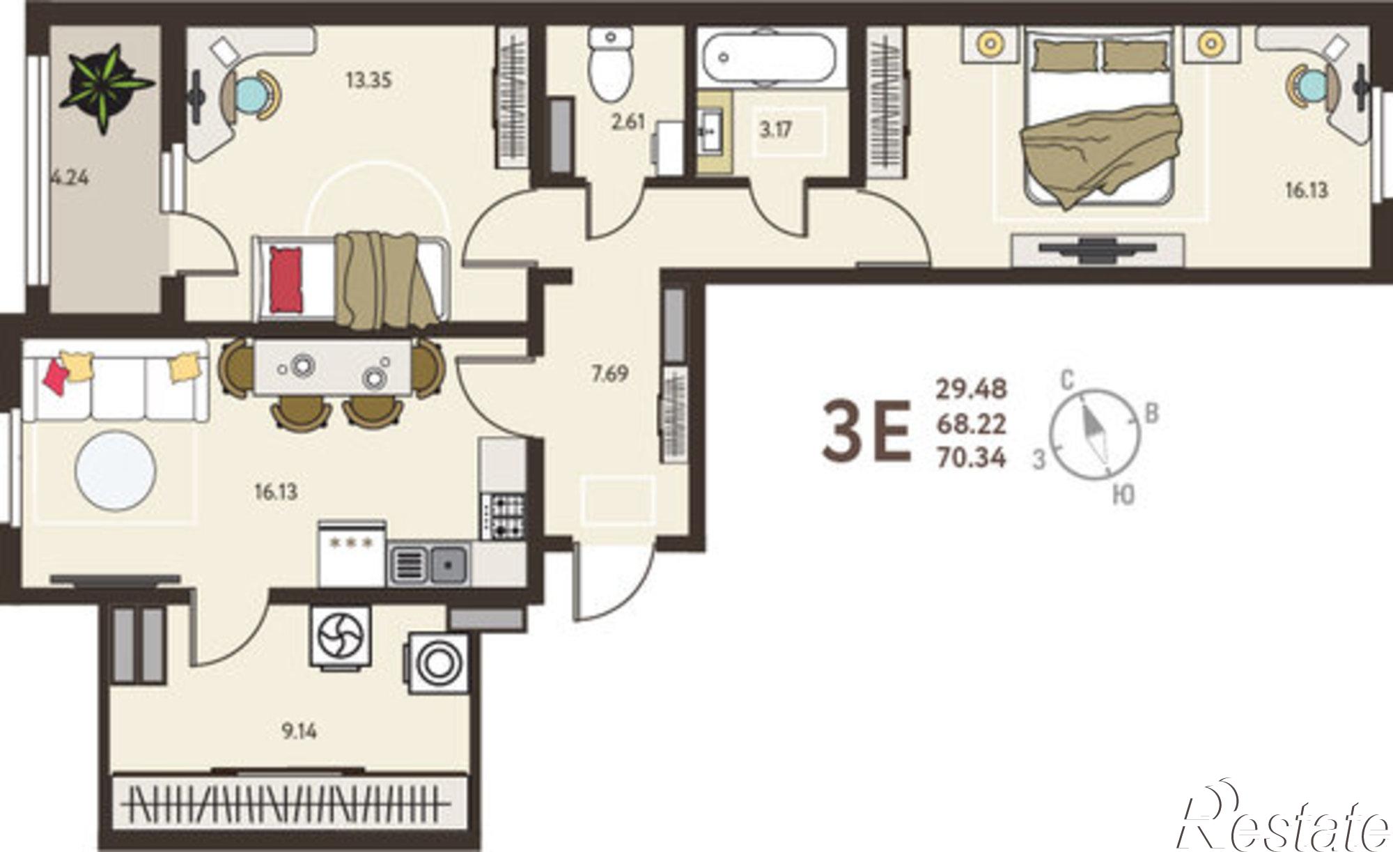 Купить квартиру за 9 003 520 рублей на улица Энгельса, 115