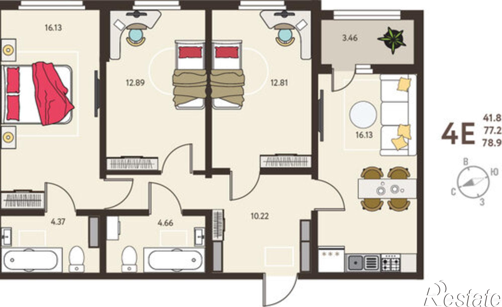 Купить квартиру за 9 551 740 рублей на улица Энгельса, 115