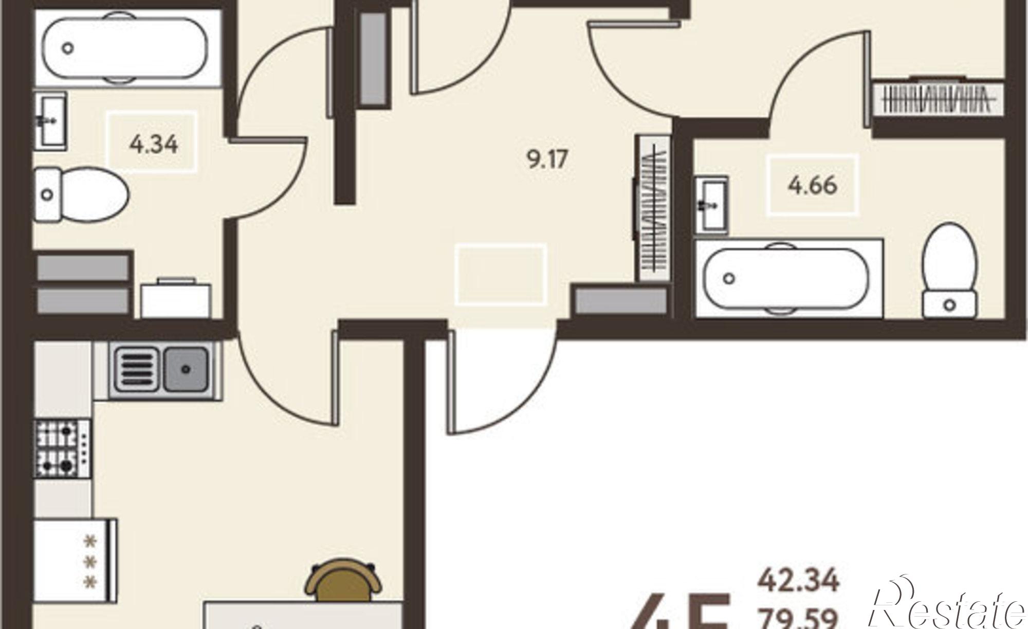 Купить квартиру за 9 766 740 рублей на улица Энгельса, 115