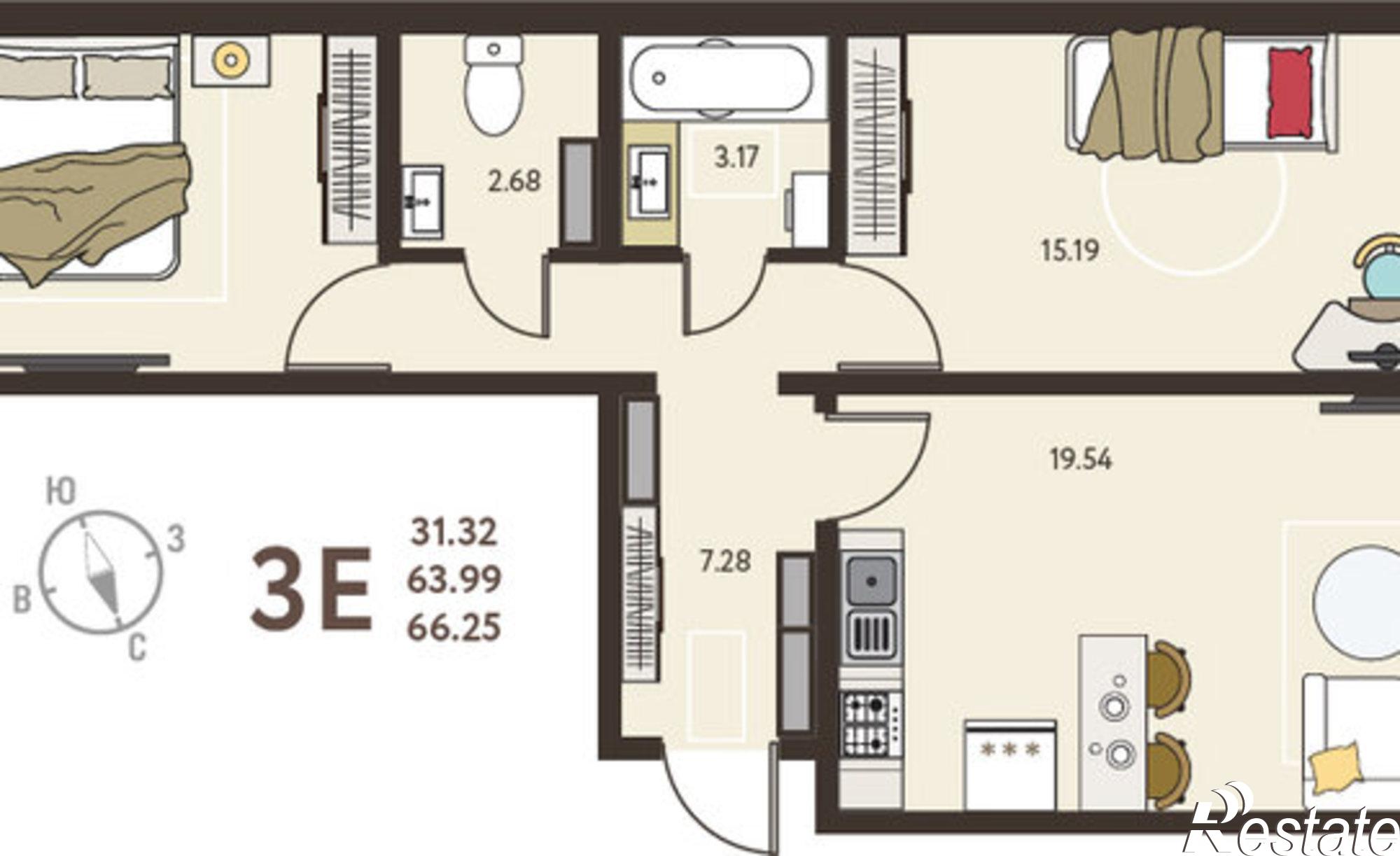 Купить квартиру за 8 778 120 рублей на улица Энгельса, 115