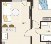 1-комн, 40 кв м, этаж 17/18 улица Энгельса, 115