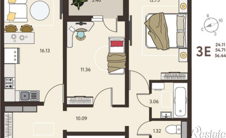 2-комн квартира в новом доме улица Энгельса, 115