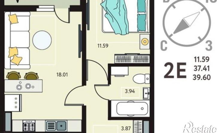 1-комн квартира в новом доме ул Энгельса, 115А/1,  д. 115А/1