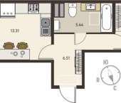 1-комн, 43 кв м, этаж 13/18 ул Энгельса, 115А
