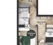 3-комн, 69 кв м, этаж 5/21 ул Павлуновского, 25