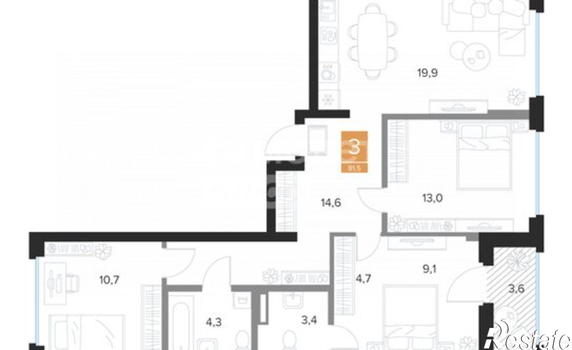 Купить квартиру за 10 611 300 рублей на пр-кт Вячеслава Клыкова, 39Б