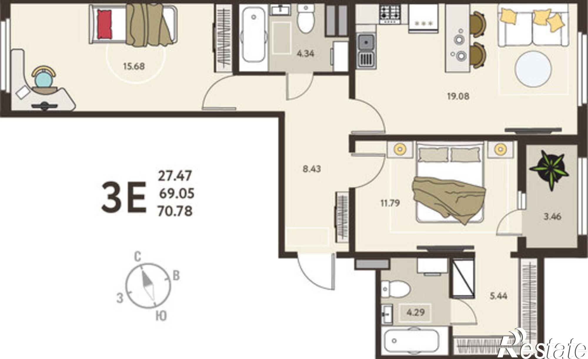 Купить квартиру за 8 705 940 рублей на ул Энгельса, 115А