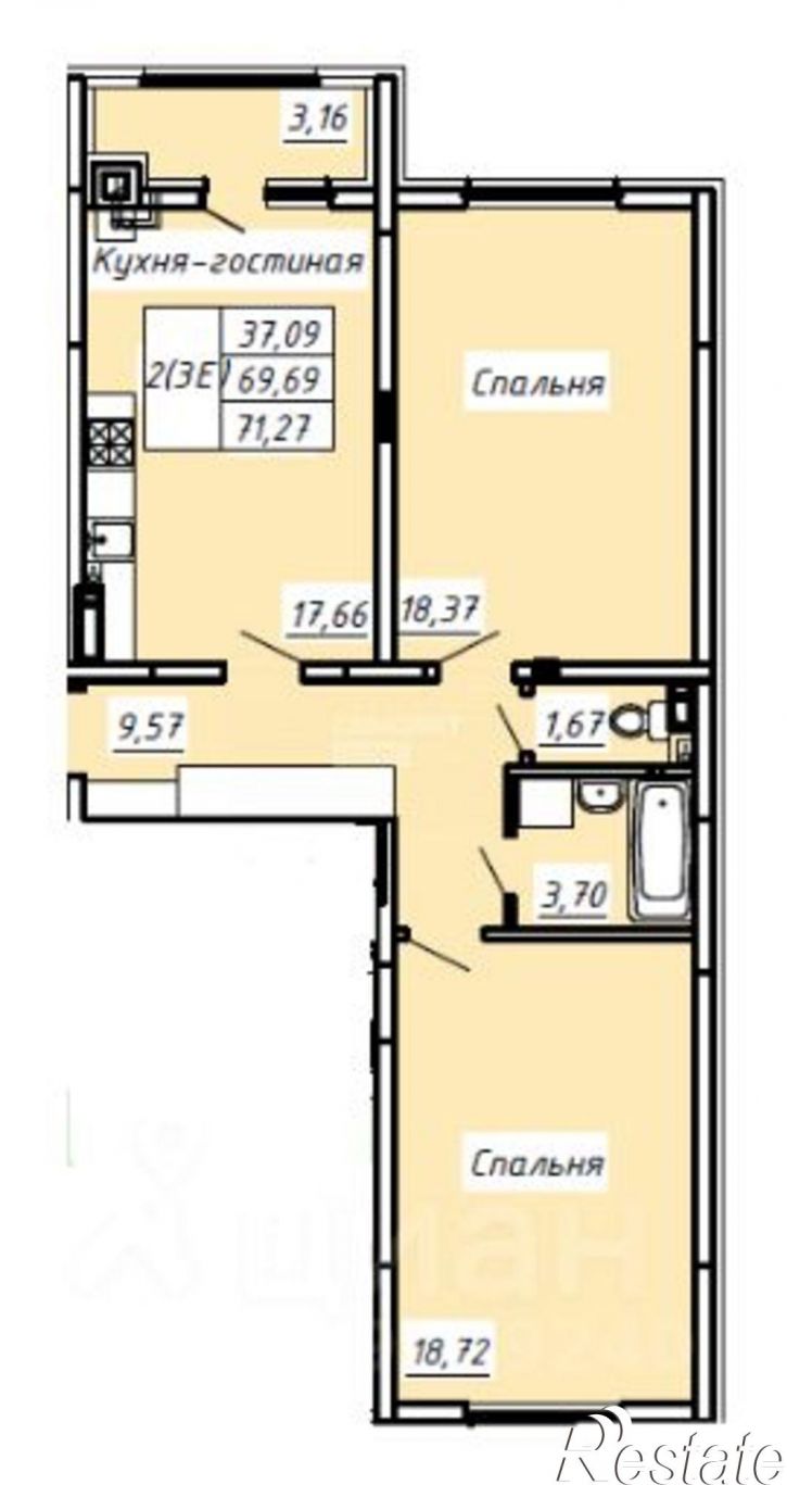 2-комн квартира в новом доме ул Соловьиная, 53,  д. 53