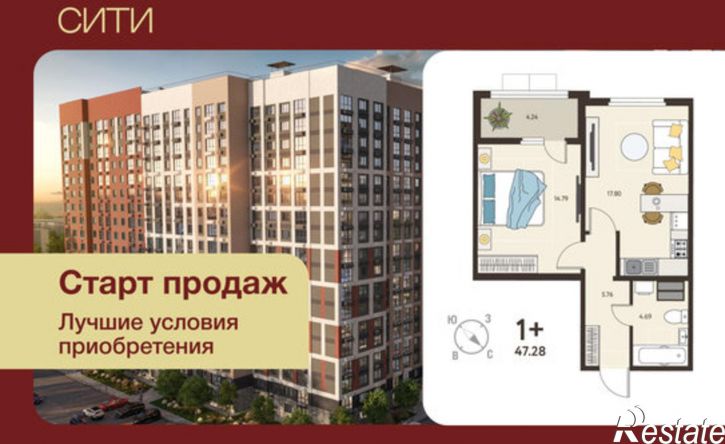 1-комн квартира в новом доме микрорайон Курского Завода Тракторных Запчастей