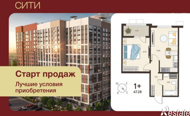 1-комн квартира в новом доме микрорайон Курского Завода Тракторных Запчастей