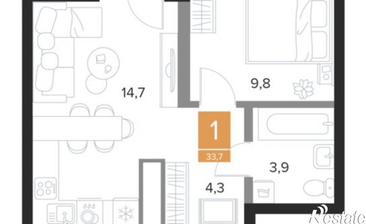 1-комн квартира в новом доме пр-кт Вячеслава Клыкова, 69,  д. 69