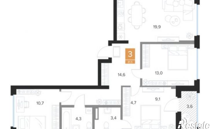 3-комн квартира в новом доме пр-кт Вячеслава Клыкова, 69,  д. 69