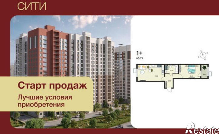 1-комн квартира в новом доме микрорайон Курского Завода Тракторных Запчастей
