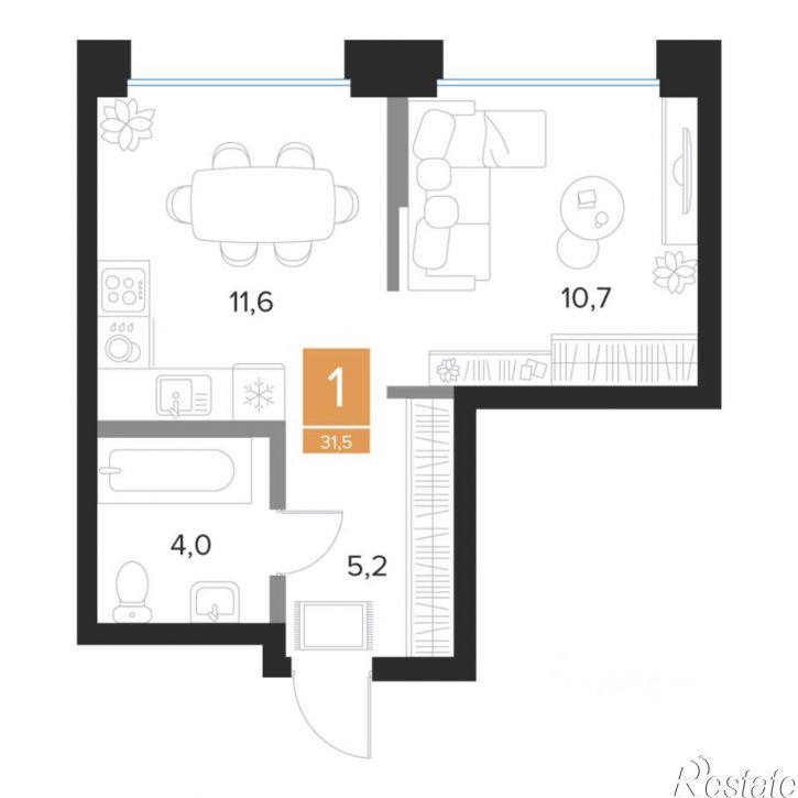 1-комн квартира в новом доме пр-кт Вячеслава Клыкова, 59,  д. 59