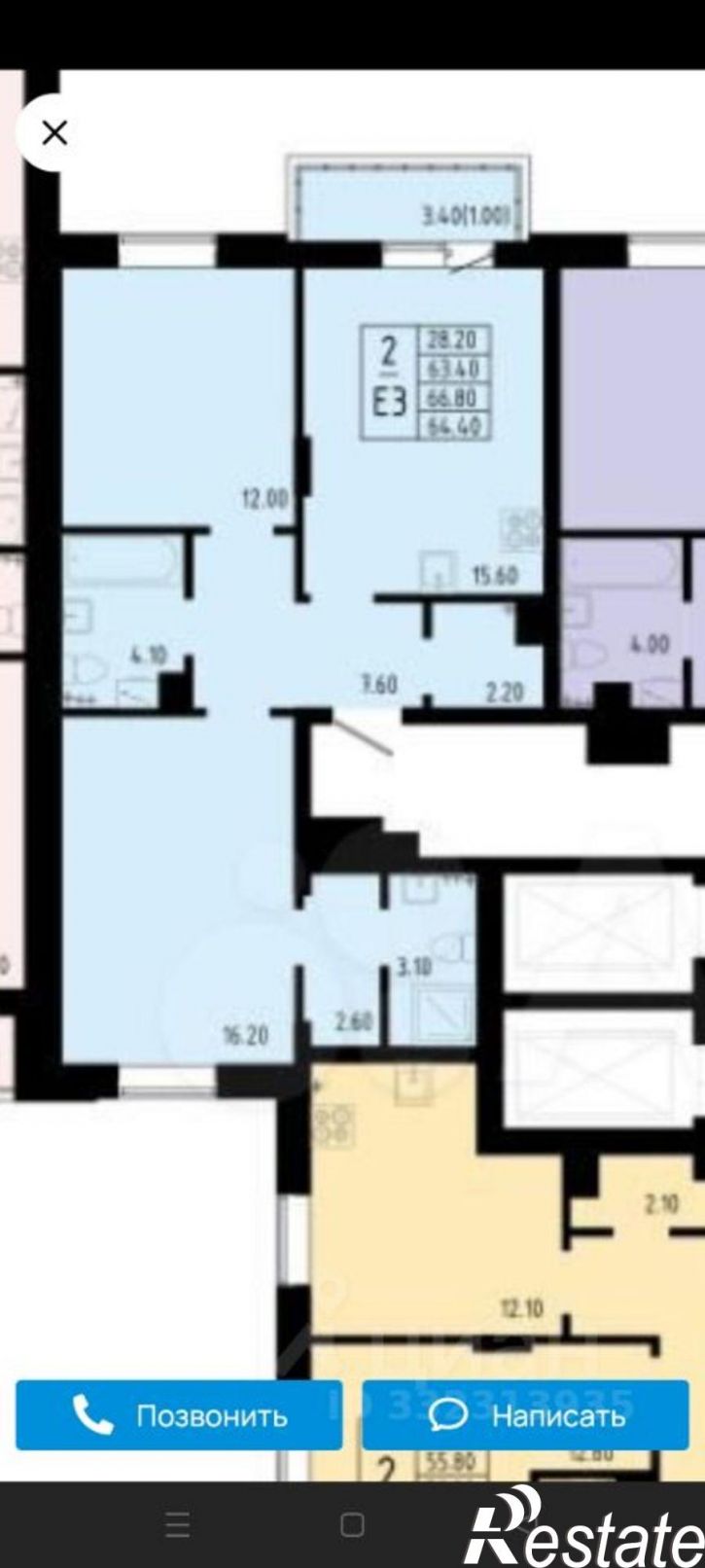 2-комн квартира в новом доме пр-д Сергеева, 12А,  д. 12А