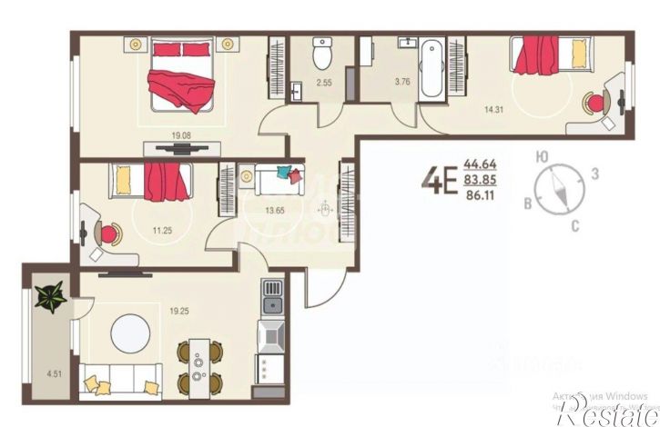 4-комн квартира Курск г., Центральный, Энгельса ул.