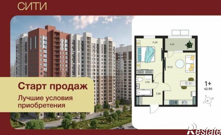 1-комн квартира в новом доме Заводская улица, 25,  д. 25