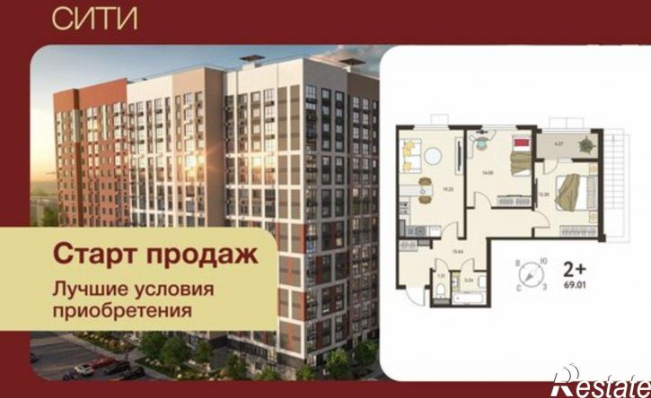 2-комн квартира в новом доме Заводская улица, 14,  д. 14
