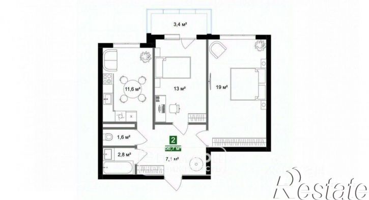 2-комн квартира улица Энгельса, 158к2,  д. 158к2